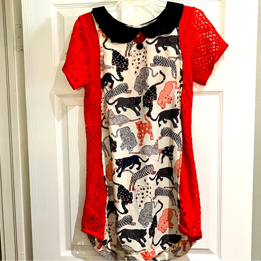 Handmade/upcycled animal print dress